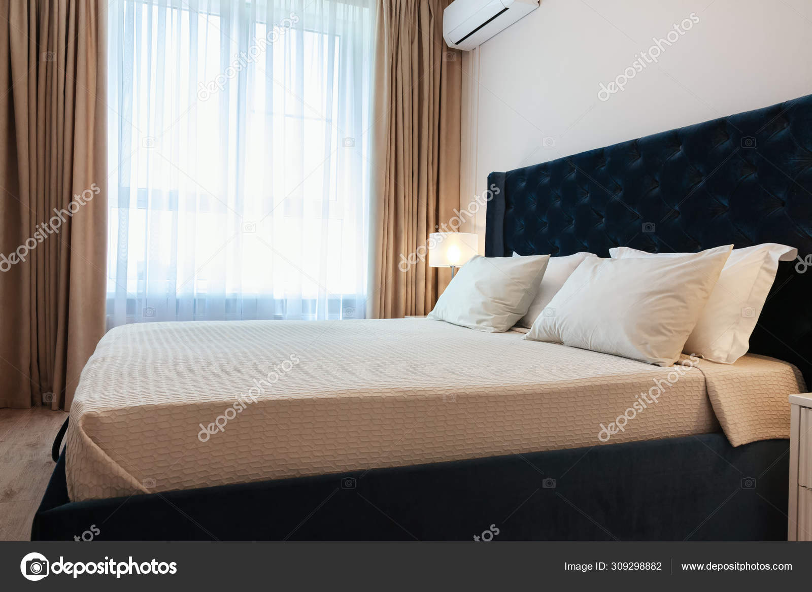 Modern Bedroom Window Curtains Stock Photo C Strizhi