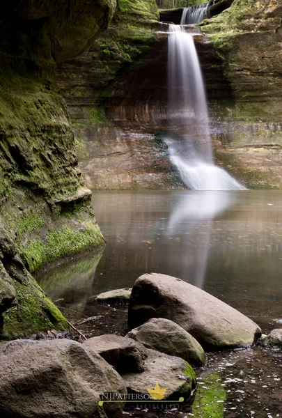 Lange Belichtung Durch Kaskadenstürze Den Unteren Dells Matthiessen State Park — Stockfoto