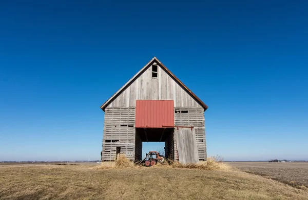 Grange Bois Isolée Dans Campagne Illinois États Unis — Photo