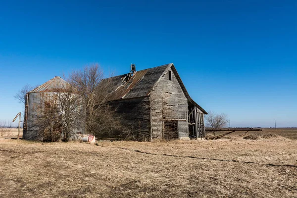 Bâtiments Agricoles Abandonnés Délabrés Dans Illinois Rural — Photo