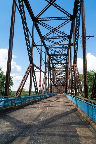 Oude Ketting Van Stenen Brug Mississippi Rivier Uitmaakte Ooit Deel — Stockfoto