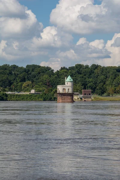 Oude Ketting Van Stenen Brug Mississippi Rivier Uitmaakte Ooit Deel — Stockfoto