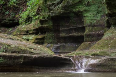 Sakin yaz gün visiting'Illinois Kanyon ' aç rock state park, Illinois,.