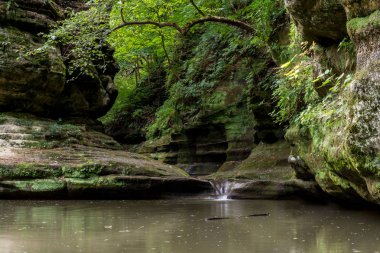 Sakin yaz gün visiting'Illinois Kanyon ' aç rock state park, Illinois,.