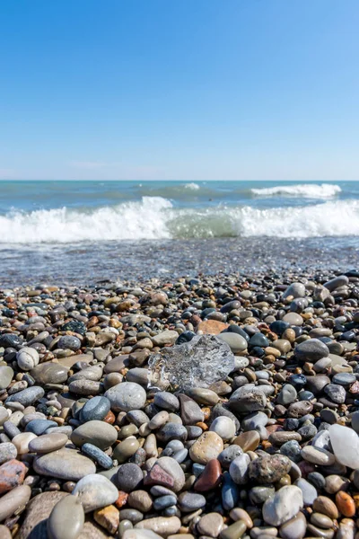 Playa Guijarros Largo Costa Del Lago Michigan Primavera Temprana Invierno — Foto de Stock