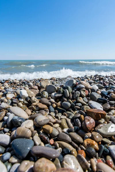 Kamienistej Plaży Wzdłuż Linii Brzegowej Jeziora Michigan Wczesna Wiosna Koniec — Zdjęcie stockowe