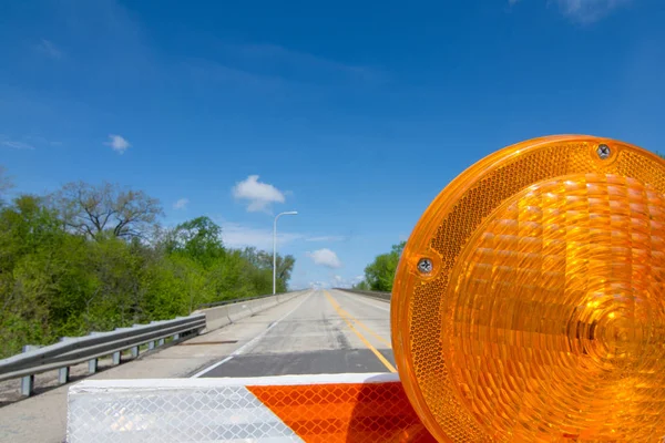Carretera Cerrada Señales Puente Sobre Río Illinois Hinchado Después Las — Foto de Stock