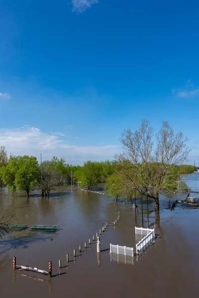 Flooding Illinois River Devastating Lock Area Canal Lasalle — Stock Photo, Image