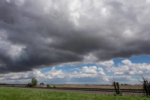 Storm clouds building in rural north central Illinois on a warm spring day.