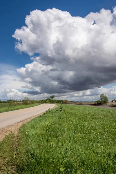 Storm Clouds Building Rural North Central Illinois Warm Spring Day — Stock Photo, Image