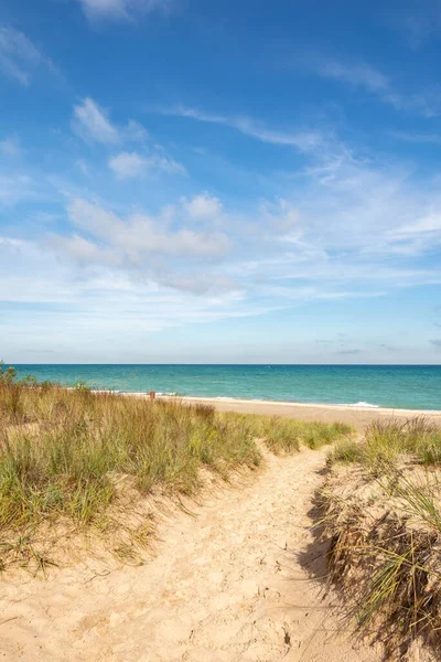 Camino Playa Kemil Una Hermosa Mañana Verano Indiana Dunes National — Foto de Stock