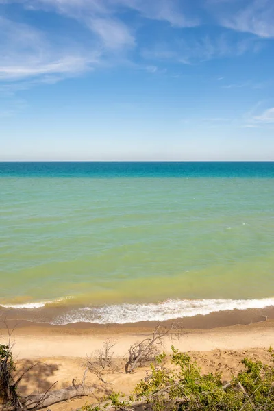 Lago Michigan Una Hermosa Mañana Verano Central Beach Indiana Dunes — Foto de Stock