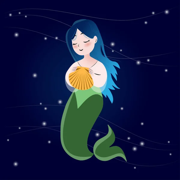Sirène Dans Mer — Image vectorielle