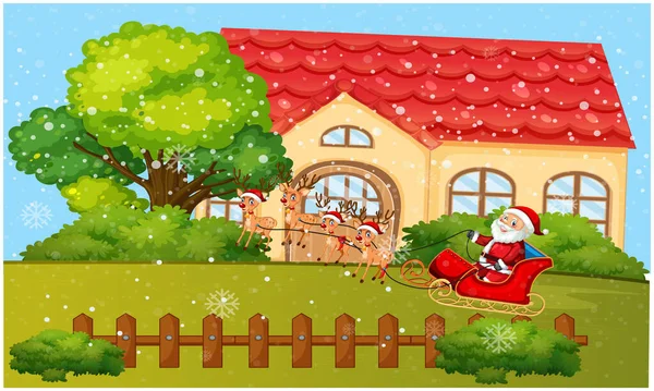 Der Weihnachtsmann Ist Bereit Die Geschenke Hause Verteilen — Stockvektor