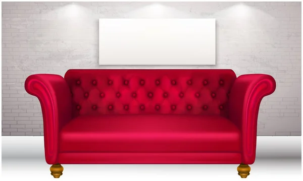 Mock Ilustração Sofá Luxo Vermelho Quarto — Vetor de Stock