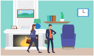 Çift ofise gitmek için hazır.