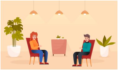 Güzel bir çift gelecek planları için evde oturuyor.