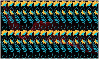 Soyut arkaplanda çiçek ve yaprakların dijital tekstil tasarımı