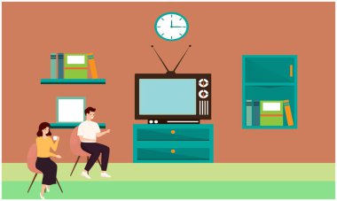 Evde bir fincan çayla haberleri izleyen çift.