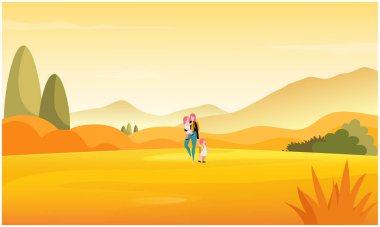 Çölde çocuklarıyla yürüyen bir kadın.