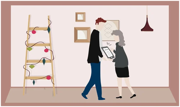 Çift ofiste birlikte çalışıyor.