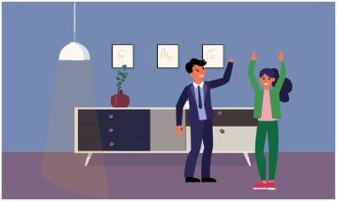 Çift ofiste dans ediyor ve sevişiyor.