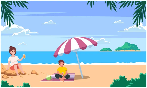 Çift sahilde eğleniyor ve içiyor.