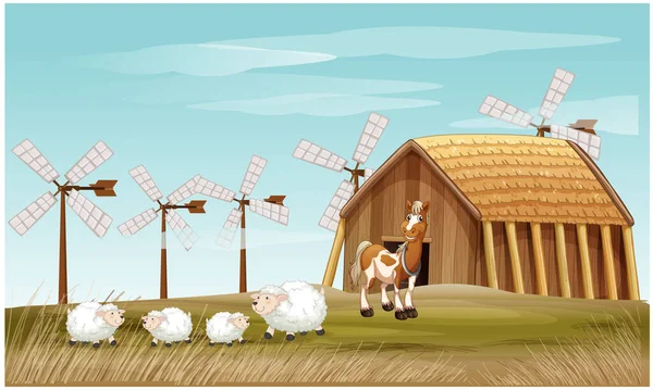 Hayvanlar çiftliklerde otluyor.