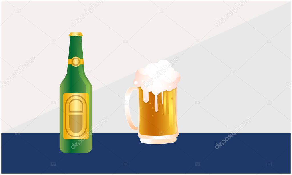 Mock Up Illustration Of Beer Bottle And Mugs Premium Vector In Adobe Illustrator Ai Ai Format Encapsulated Postscript Eps Eps Format
