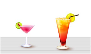 Soyut arkaplanda mocktail gözlüklerinin resimlemesini oluştur