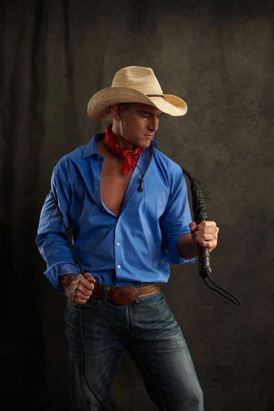 Uomo Sexy Vestito Come Cowboy — Foto Stock