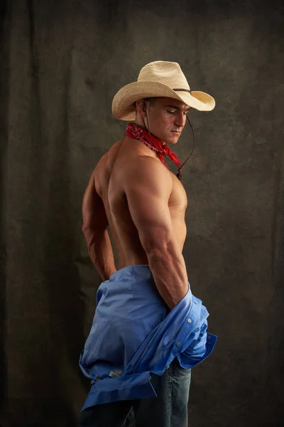 Den Sexig Man Klädd Som Cowboy — Stockfoto