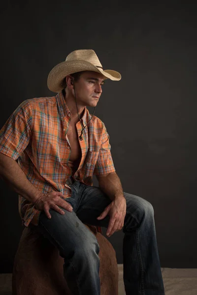 Handsome Rancher Poses Camera — Stock Photo, Image