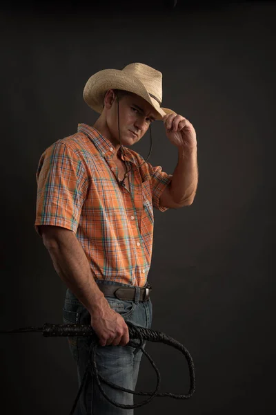 Handsome Rancher Poses Camera — Stock Photo, Image