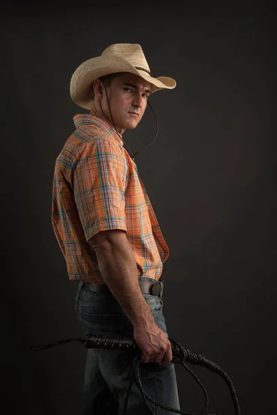 Handsome Rancher Poses Camera — Stock Photo, Image