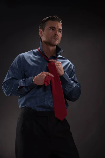 Sexy Business Man Prepares Work — Stock Photo, Image