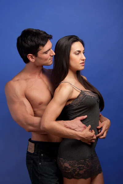 Sexy Couple Pose Together Camera — Stock Photo, Image