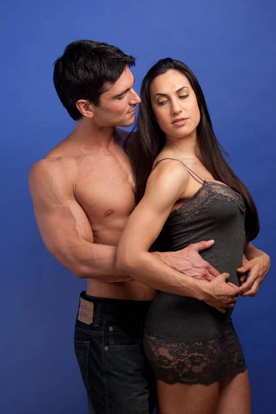 Sexy Couple Pose Together Camera — Stock Photo, Image