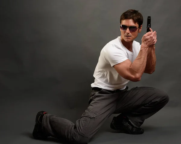 Sexy Sniper Poses Photo — Stock Photo, Image