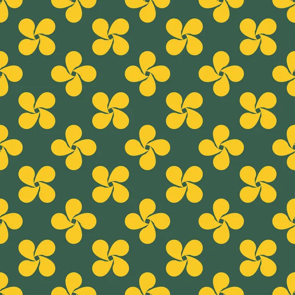 Diseño Floral Amarillo Geométrico Sin Costura Abstracto Sobre Fondo Verde — Archivo Imágenes Vectoriales