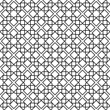 Çizgileri ve kareleri olan kusursuz soyut geometrik tasarım. ağ, baskı, moda, kumaş, dekorasyon, giysi, arkaplan deseni. Basit ve güzel çizim