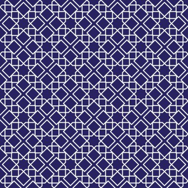 Çizgileri ve kareleri olan kusursuz soyut geometrik tasarım. ağ, baskı, moda, kumaş, dekorasyon, giysi, arkaplan deseni. Basit ve güzel çizim