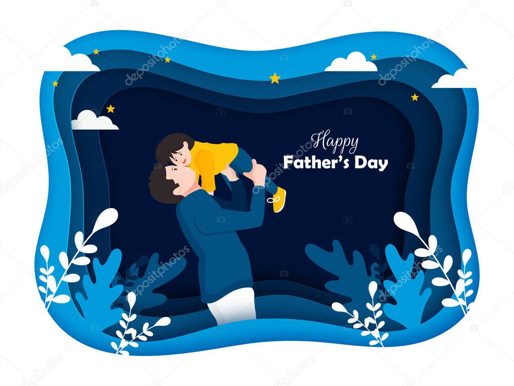 Happy Father's day. paper cutout concept.
