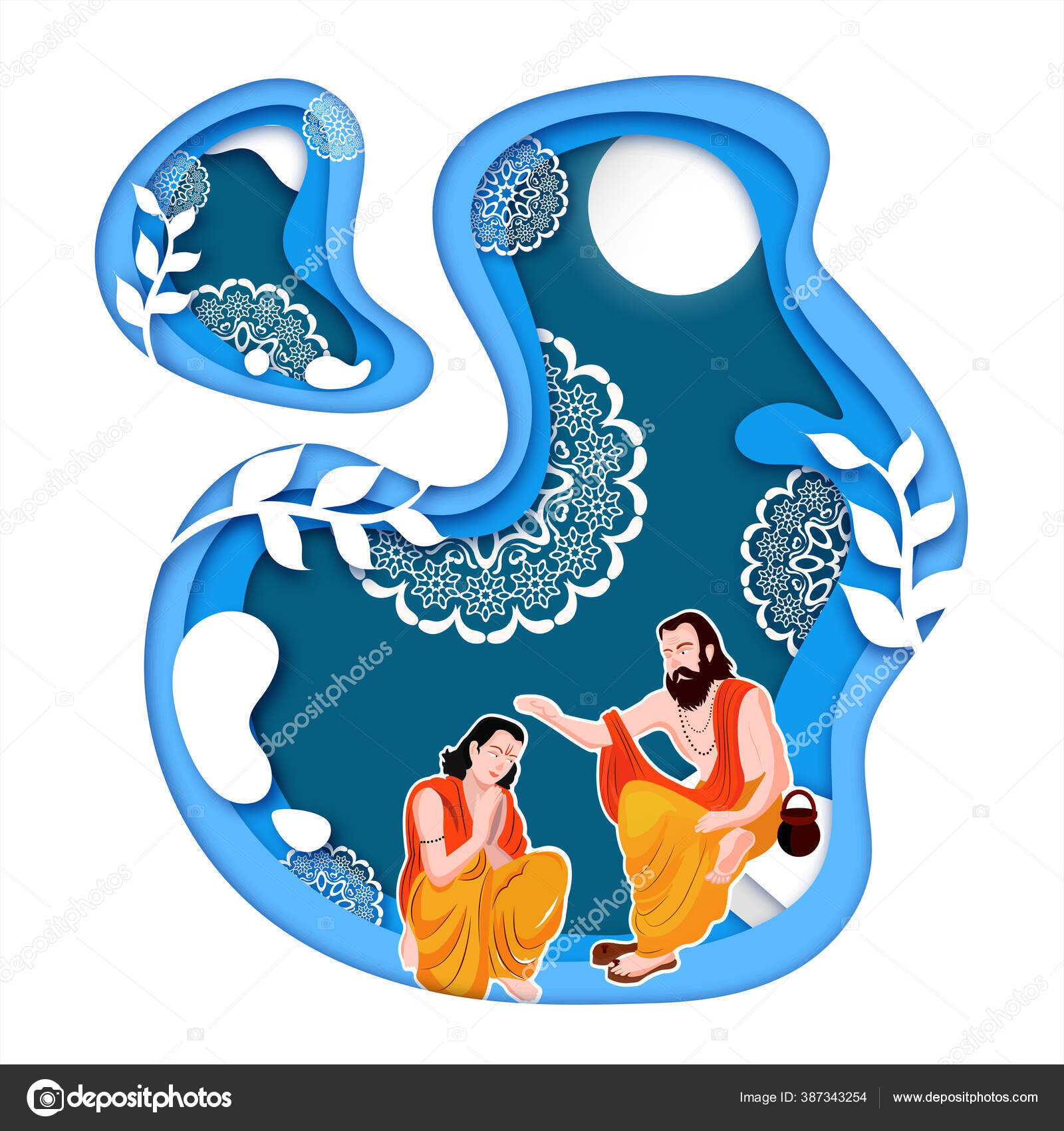 Guru Purnima Card Design Paper Cutout Pattern White Pattern Background Stock Vector Image by ©@ #387343254 Guru Purnima Card Design Paper Cutout Pattern White Pattern Background Stock Vector Image by ©@ #387343254