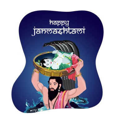 Shri krishna janmashtami konsepti, Tanrı Krishna 'nın doğum günü doğduğu gün ve babası Vasudev onu başını alıp gece geç saatlerde bol yağmur ve Sheshnag' ın güvenli tanrısı Krishna ile nehri geçecekler.