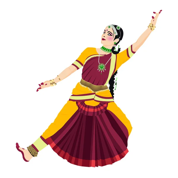 August Schöne Indische Frauen Posieren Für Klassische Tanzform Mit Wunderschönem — Stockvektor