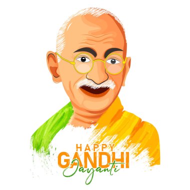 Hindistan 'daki ulusal bayramı kutlamak için Mahatma Gandhi' nin yaratıcı temsili..