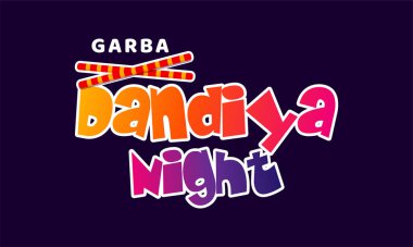 Mutlu Navratri. Hint festivali Vector tipografisini kutluyor Garba ve Dandiya gecesi bayrak, logo tasarımı vs. .