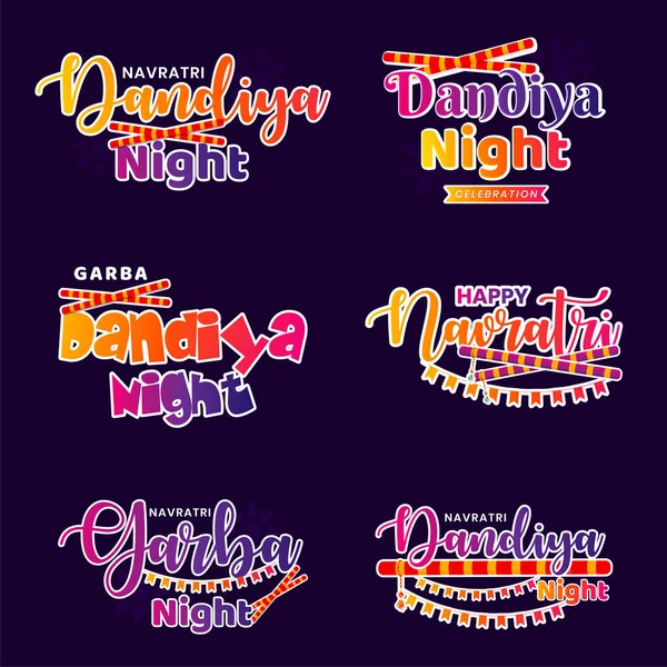 Vektor Typografie Auf Garba Navratri Mahotsav Garba Night Dandiya Nights — Stockvektor