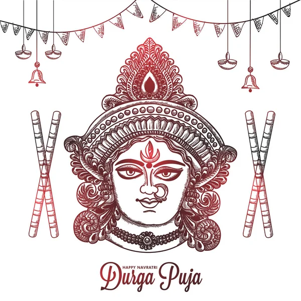 Счастливого Навратри Иллюстрация Маа Дурга Фестивале Дурга Пуджа Навратри — стоковый вектор
